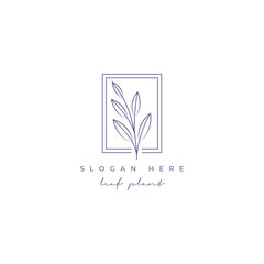 Leaf botanical minimalist logo design vector