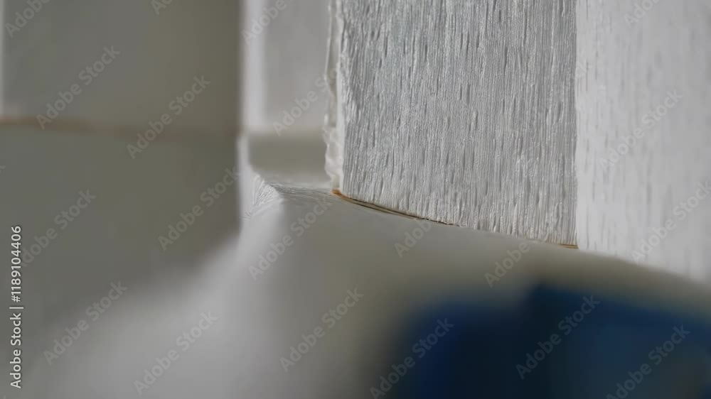 Aufkleber Precision engineered white insulation boards connecting at razor sharp corner joint, highlighting structural integrity and advanced thermal performance for building applications