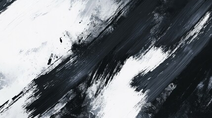 Abstract Minimalist Artwork with Bold Black Brushstrokes on Soft Gray Background - Modern Artistic Texture Concept