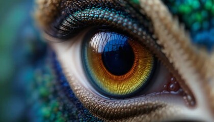Obraz premium Magnificent Peacock Eye Close Up: A Symphony of Colors and Details