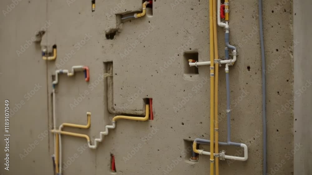 Aufkleber Innovative construction technique showcases the seamless integration of utility lines within a 3d printed concrete wall, optimizing efficiency and space in modern building design