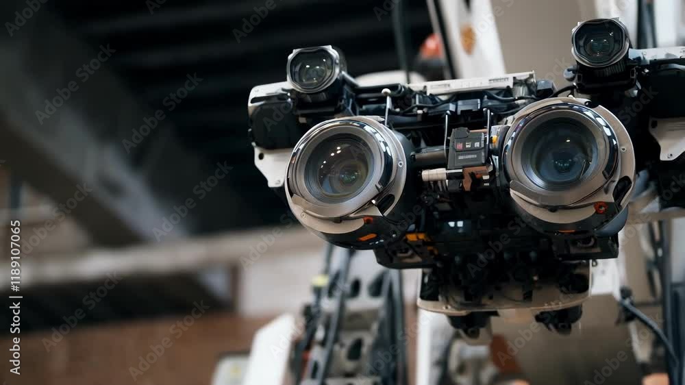 Aufkleber Sophisticated sensors and cameras are mounted on a demolition robot, enhancing precision and safety during complex operations in a construction environment