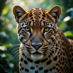 Fototapeta premium Magnificent Leopard Close-Up: A Wildcat Portrait in Vibrant Detail