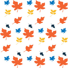 seamless autumn leaves pattern with colorful leaves on white background