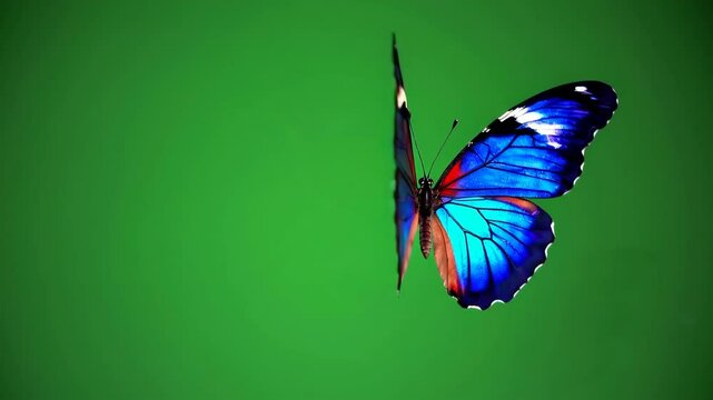 Colourful butterfly effect isolate on green screen background
