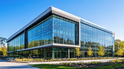 Obraz premium Modern Office Building Exterior Shot in Daylight with Clear Lines