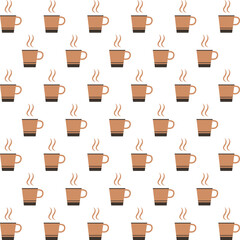 seamless coffee mug pattern with simple brown illustrations on white background
