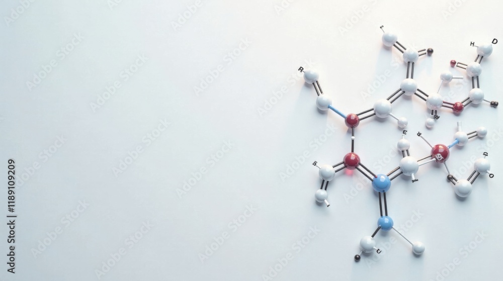 Poster complex molecular structure on white background a detailed representation of atomic bonds and elemen