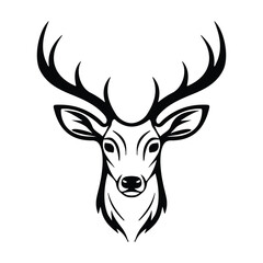Naklejka premium Deer silhouette - outline vector icon, Wild Animal, Hand Drawn deer illustration