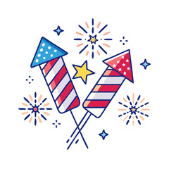 fireworks with american flag colors icon