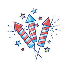 Fototapeta premium fireworks with american flag colors icon