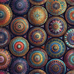 Seamless Moroccan Inspired Pattern with Colorful Motifs and Designs