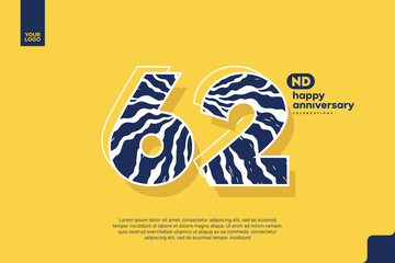 Number 62 logo icon design, 62nd birthday logo number, anniversary 62