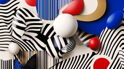 Energetic Geometric Pattern with Primary Colors and Dynamic Shapes