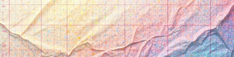 Crinkled graph paper; faint grid lines visible through creases , paper, drawing