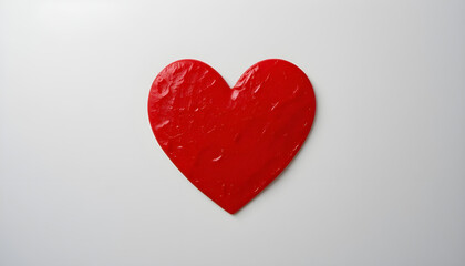 Obraz premium Simple Red Heart Shape on White Background