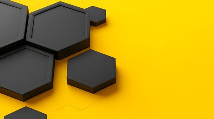 Obraz premium Geometric Honeycomb Pattern on Vibrant Yellow Background Design