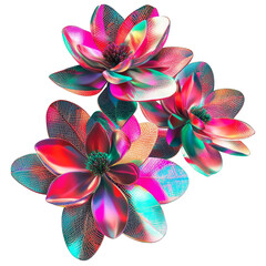 Fototapeta premium Vibrant digital art of colorful lotus flowers artistic display abstract design bright environment close-up view