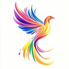 Obraz premium Colorful bird abstract art, white background, logo design
