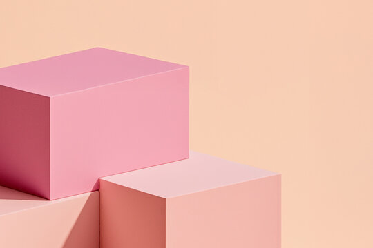 Pastel Pink Cubes on a Neutral Background – Ideal Backdrop for Still Life Photography