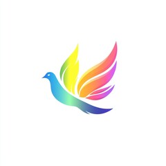 Obraz premium Rainbow bird logo design, white background, abstract art, branding
