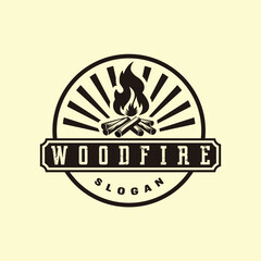 vintage firewood logo design element vector template