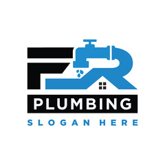 letter FR Plumbing home logo design vector template
