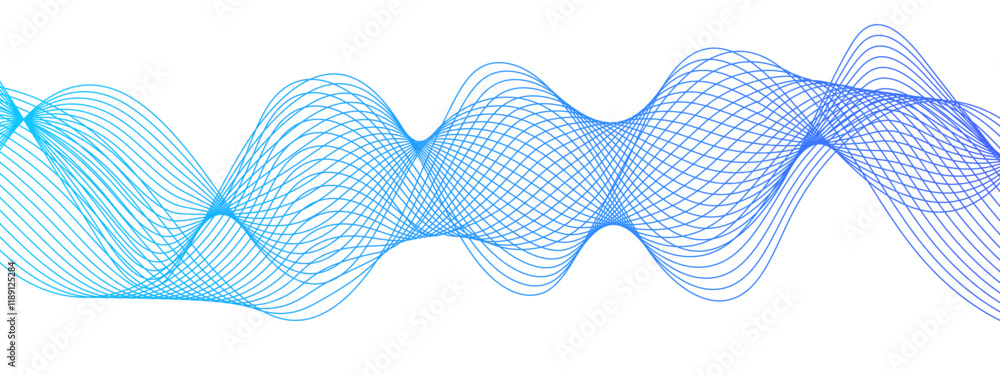 Aufkleber abstract blue blend wave lines on transparent background. geometric technology, data frequency gradi