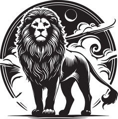 black and white lion