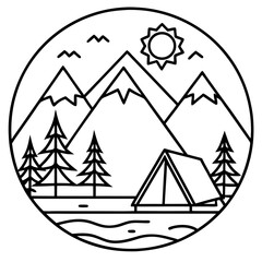Outdoor Adventure Line Art Design