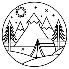 Outdoor Adventure Line Art Design