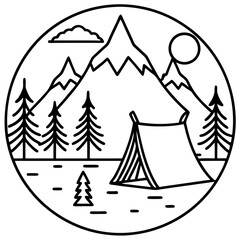 Outdoor Adventure Line Art Design