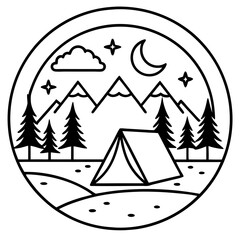 Outdoor Adventure Line Art Design