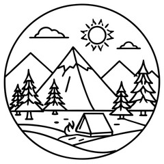Outdoor Adventure Line Art Design