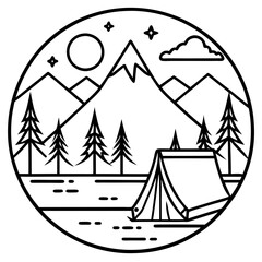 Outdoor Adventure Line Art Design