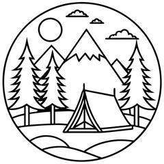 Outdoor Adventure Line Art Design