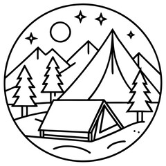 Outdoor Adventure Line Art Design