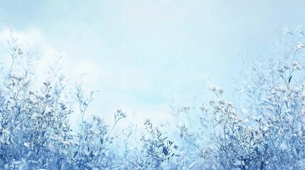 Wildflowers Against a Soft Blue Sky Background in Scenic Setting