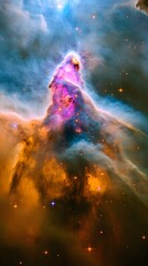 Cosmic Nebula with Vibrant Colors and Stars in Deep Space