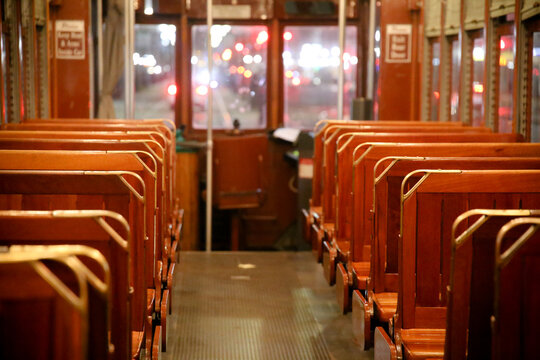 New Orleans Public Transportation Trolly Car Wood Interior