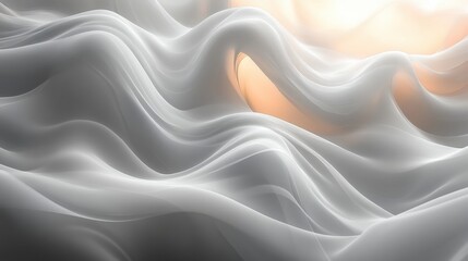 Obraz premium Abstract Background - Flowing Silver Waves with Golden Light