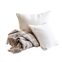 Pillow and blanket isolated on transparent background