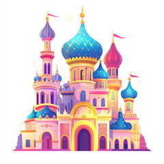 Fototapeta premium Whimsical Colorful Castle Illustration