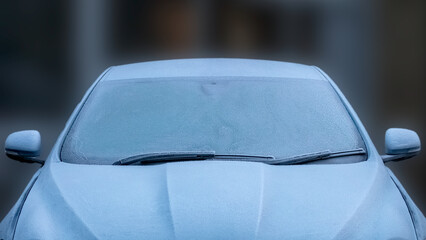 Car with frozen windscreen after a heavy frost