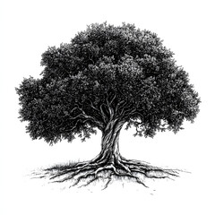 Fototapeta premium Line art black and white tree of life illustration on white background, sketch tattoo ideas, art for print