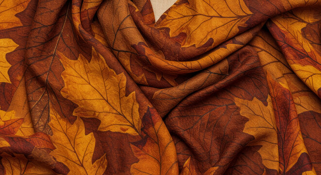 scraf with an environmentally friendly autumn leaf motif