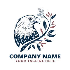 Obraz premium Majestic Eagle Logo with Green Leaves and Customizable Company Design