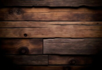 Naklejka premium Rustic wooden planks with varying shades of brown and natural wood grain patterns , creating a textured background