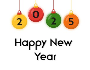 happy new year 2025 concept. celebrating new year's eve. flat style design. Postcard for the new year.