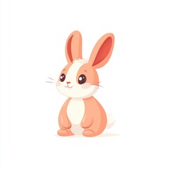 Obraz premium Cute peach bunny sitting, white background, illustration, children's book